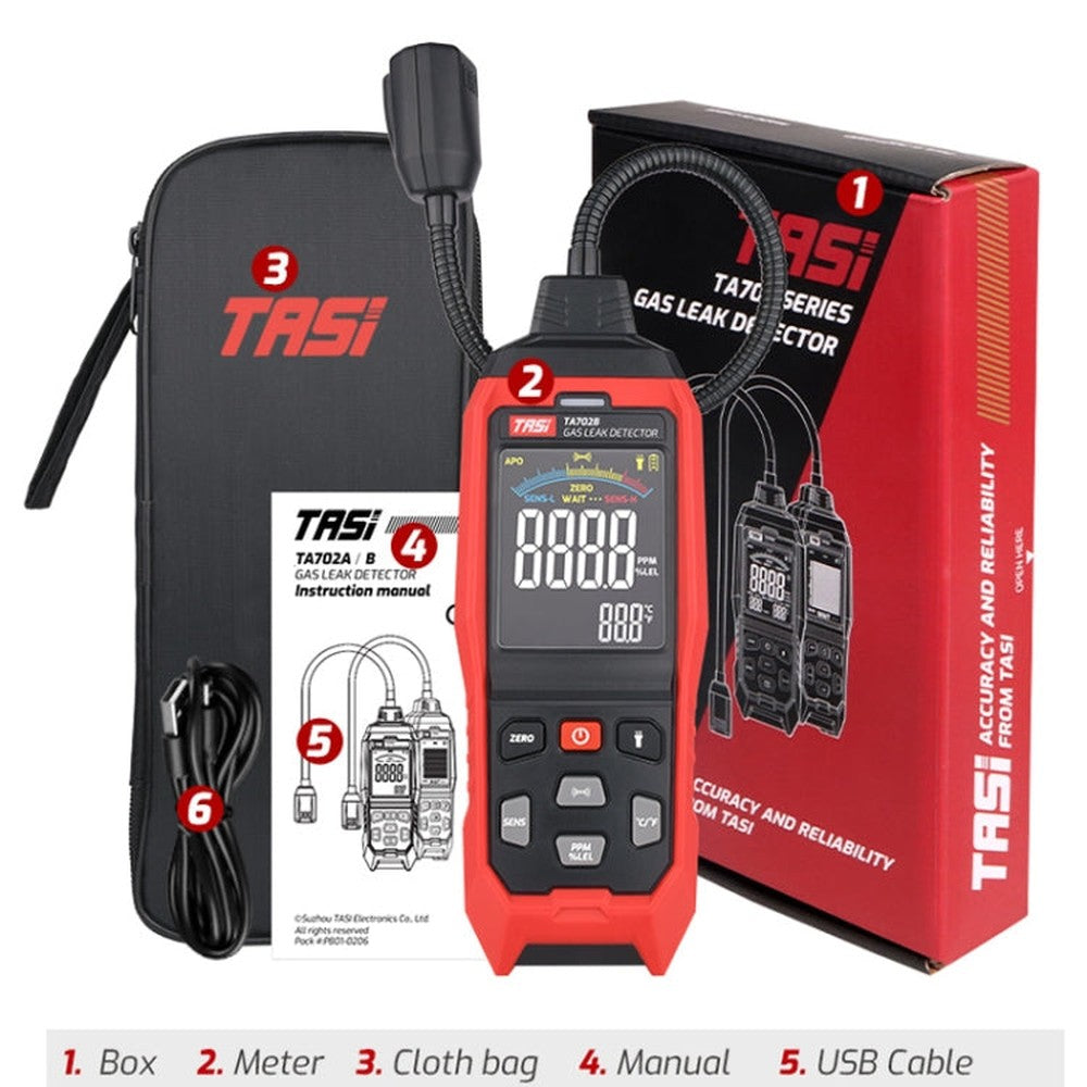 Cumbelo Gas Detector Portable Gas Testing Instrument Natural Gas Discovery Detective, TASI TA702A Simulation Bar Display, TASI TA702B Simulation Bar+Digital Display