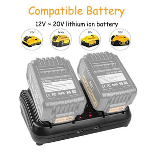 DCB102 For DeWalt 10.8V - 20V Lithium Battery Dual Charger, US, EU, UK, AU - laboratorydeal