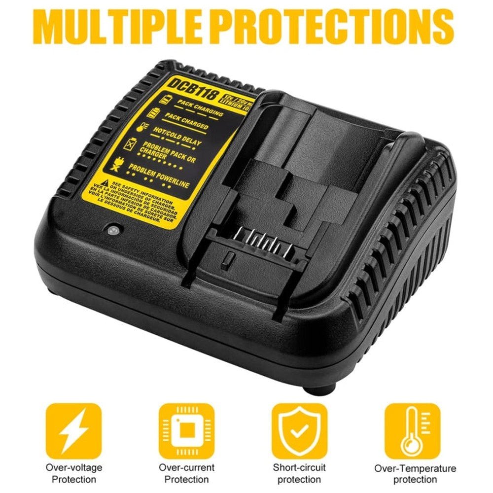 DCB118 For Dewalt 12V - 20V Electric Tool Battery Charger, US (Black), EU (Black), UK (Black), AU (Black), US (Yellow), EU (Yellow), UK (Yellow), AU (Yellow) - laboratorydeal