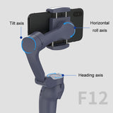 Desiontal F12 Three-Axis Foldable Handheld Stabilizer Mobile Phone Gimbal With AI Face Tracking, F12 (Black)