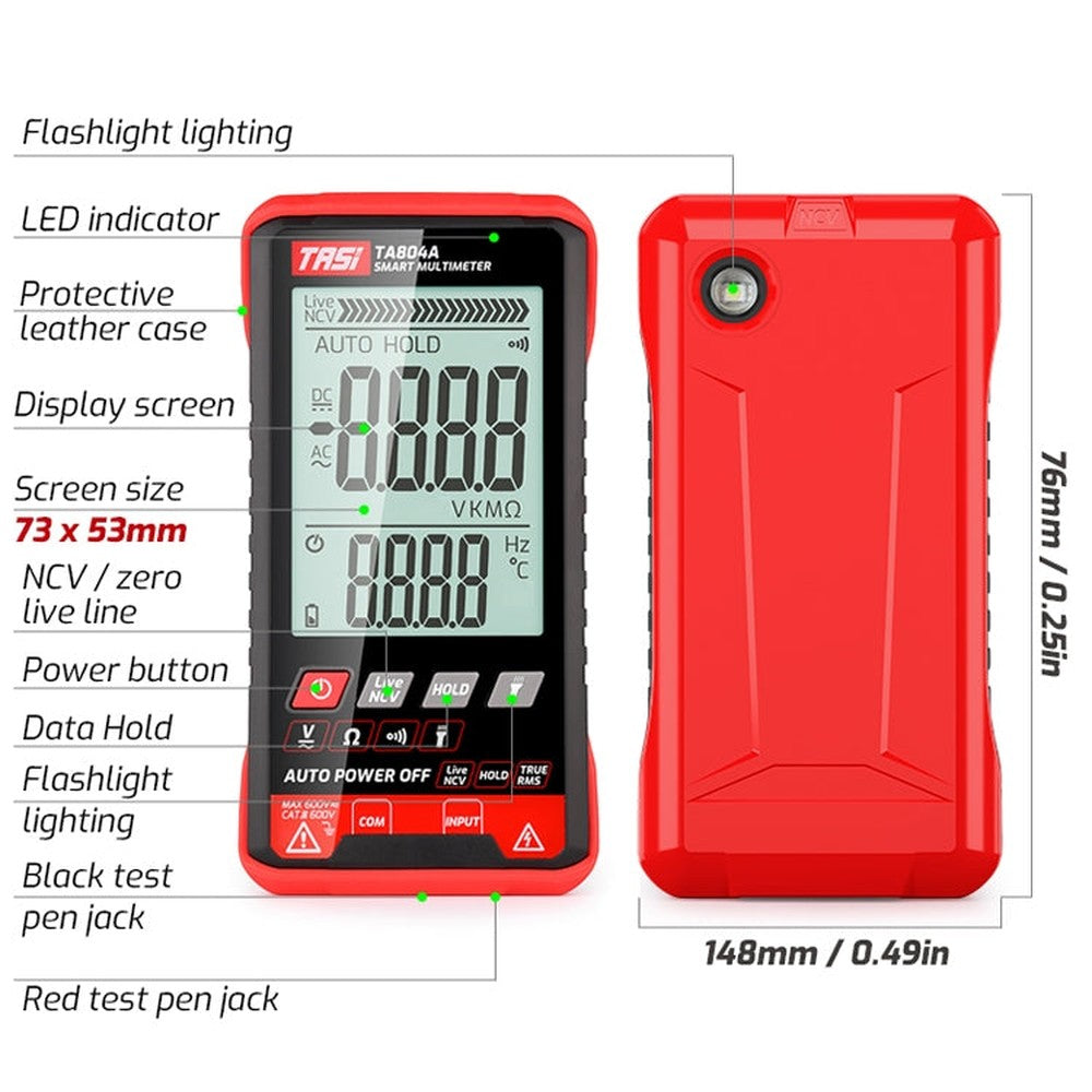 Digital Intelligent Multimeter OHM NCV Voltage Meter, TA804A Auto, TA804B Auto + Manual Color Screen