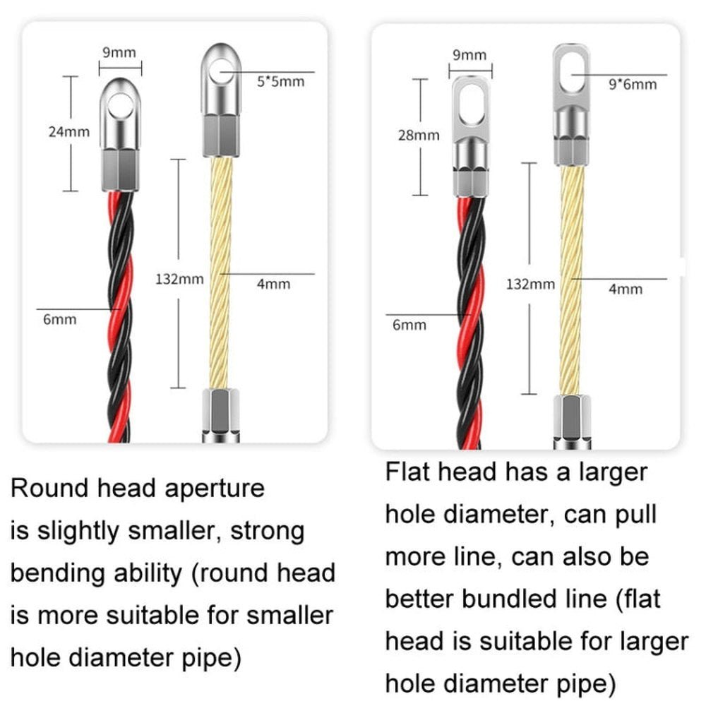 Dual Color Pipe Threading Puller Electrician Manual Threader, 5m Flat Head, 10m Flat Head, 15m Flat Head, 20m Flat Head, 25m Flat Head, 30m Flat Head, 5m Round Head, 10m Round Head, 15m Round Head, 20m Round Head, 25m Round Head, 30m Round Head - laboratorydeal