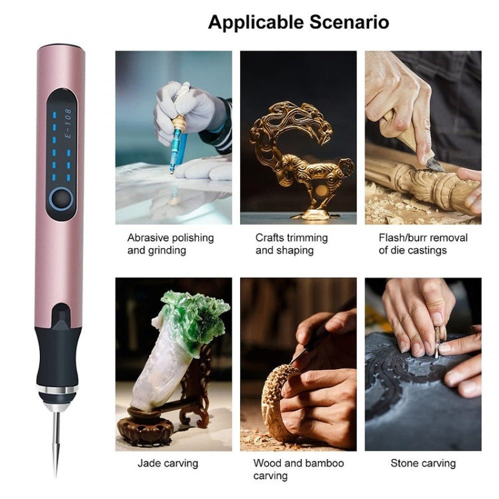 E108 59pcs/set Wireless Portable USB Rechargeable Mini Electric Drill Pen, Silver, Rose Gold - laboratorydeal