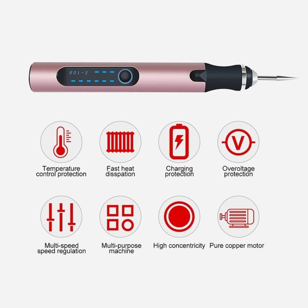 E108 59pcs/set Wireless Portable USB Rechargeable Mini Electric Drill Pen, Silver, Rose Gold - laboratorydeal