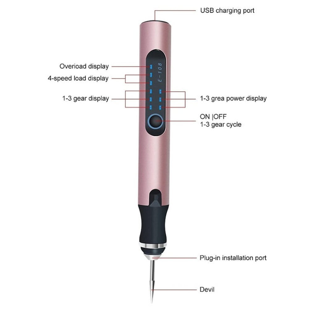 E108 59pcs/set Wireless Portable USB Rechargeable Mini Electric Drill Pen, Silver, Rose Gold - laboratorydeal