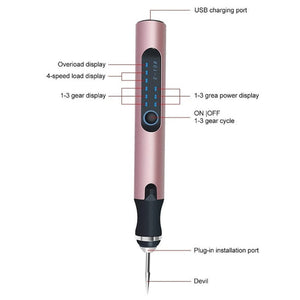 E108 59pcs/set Wireless Portable USB Rechargeable Mini Electric Drill Pen, Silver, Rose Gold - laboratorydeal