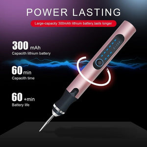 E108 59pcs/set Wireless Portable USB Rechargeable Mini Electric Drill Pen, Silver, Rose Gold - laboratorydeal