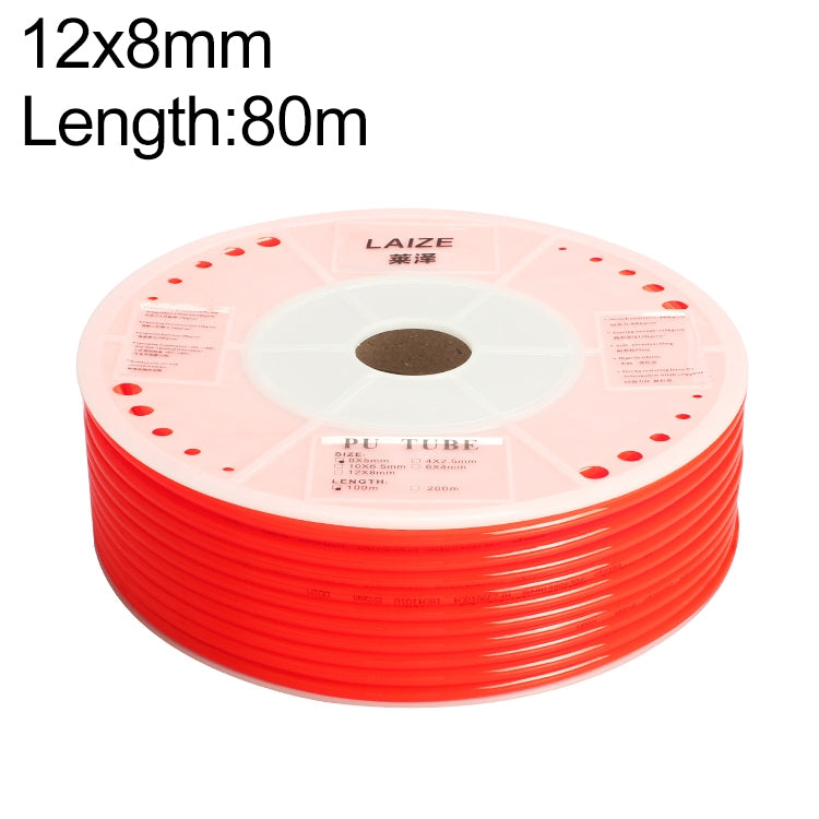 LAIZE Pneumatic Compressor Air Flexible PU Tube, 12x8mm, 80m, 12x8mm, 88m, 12x8mm, 100m, 14x10mm, 100m, 16x12mm, 100m