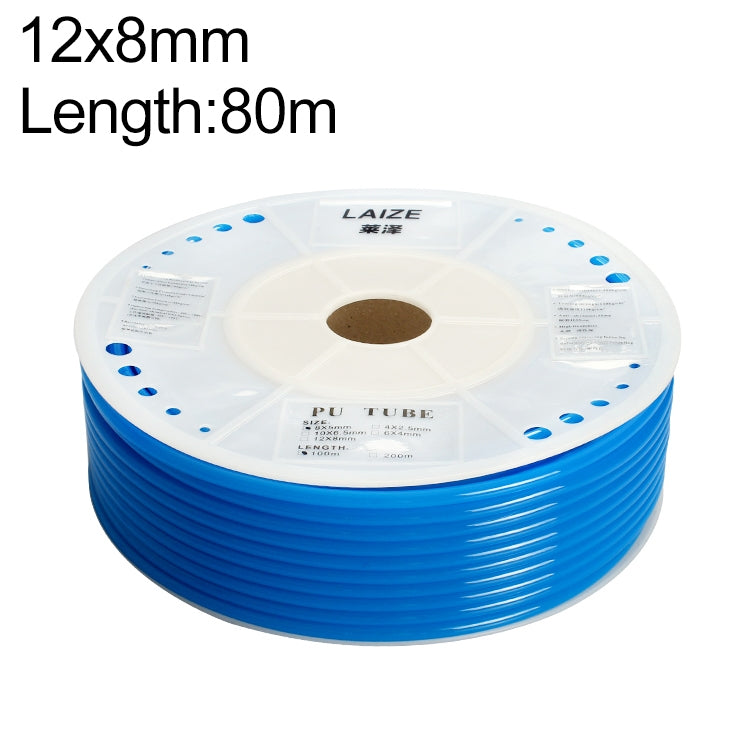 LAIZE Pneumatic Compressor Air Flexible PU Tube, 12x8mm, 80m, 12x8mm, 88m, 12x8mm, 100m, 14x10mm, 100m, 16x12mm, 100m