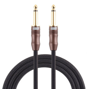 EMK 6.35mm Male to Male 3 Section Gold - plated Plug Cotton Braided Audio Cable for Guitar Amplifier Mixer, Length: 1.5m - laboratorydeal