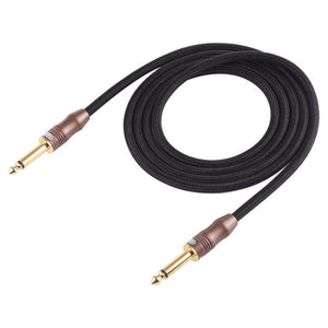 EMK 6.35mm Male to Male 3 Section Gold - plated Plug Cotton Braided Audio Cable for Guitar Amplifier Mixer, Length: 1.5m - laboratorydeal