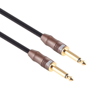 EMK 6.35mm Male to Male 3 Section Gold - plated Plug Cotton Braided Audio Cable for Guitar Amplifier Mixer, Length: 1.5m - laboratorydeal