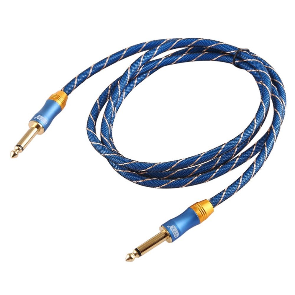 EMK 6.35mm Male to Male 3 Section Gold - plated Plug Grid Nylon Braided Audio Cable for Speaker Amplifier Mixer, Length: 1.5m - laboratorydeal