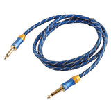 EMK 6.35mm Male to Male 3 Section Gold-plated Plug Grid Nylon Braided Audio Cable for Speaker Amplifier Mixer, Length: 1.5m
