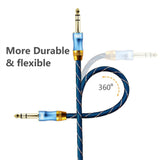 EMK 6.35mm Male to Male 4 Section Gold-plated Plug Grid Nylon Braided Audio Cable for Speaker Amplifier Mixer, Length: 2m