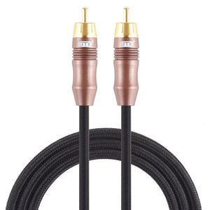 EMK 8mm RCA Male to 6mm RCA Male Gold - plated Plug Cotton Braided Audio Coaxial Cable for Speaker Amplifier Mixer, Length: 2m - laboratorydeal