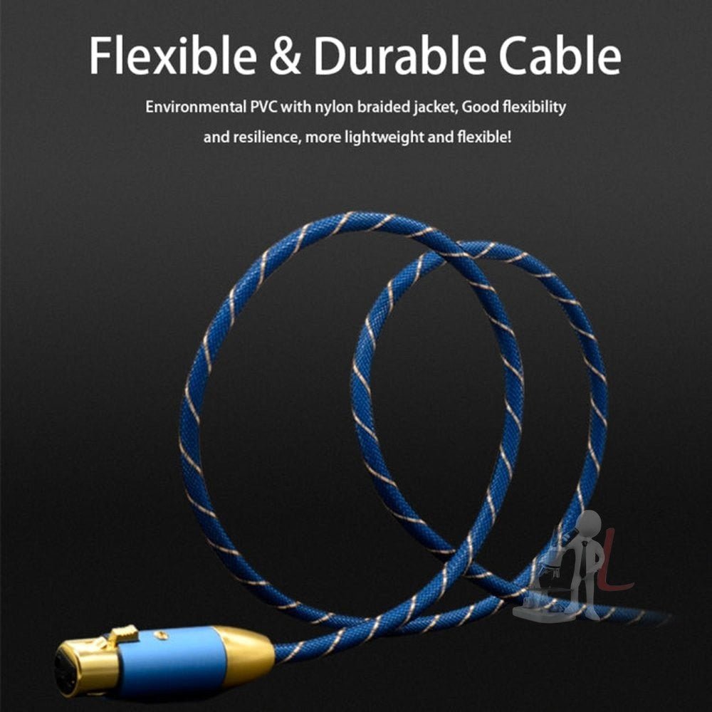 EMK XLR Male to Female Gold - plated Plug Grid Nylon Braided Cannon Audio Cable for XLR Jack Devices, Length: 2m - laboratorydeal