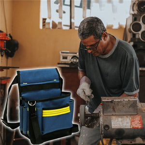 Electrician Maintenance Adjustable Multi - pocket Hardware Tool Belt Bag Multi - function Storage Bag, Blue - laboratorydeal