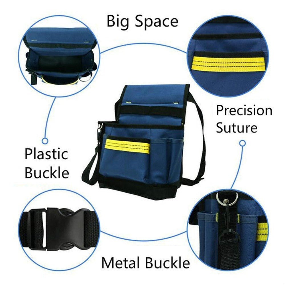 Electrician Maintenance Adjustable Multi - pocket Hardware Tool Belt Bag Multi - function Storage Bag, Blue - laboratorydeal