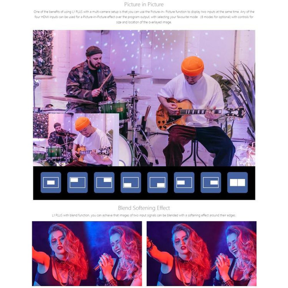 FEELWORLD L1 PLUS Multi - camera Video Mixer Switcher Touch Screen PTZ Control USB3.0 Fast Streaming Switcher, L1 PLUS - laboratorydeal