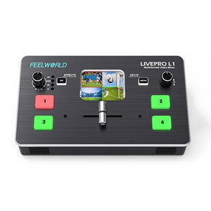FEELWORLD LIVEPRO L1 Multi - camera Media Live Broadcast 4 - Channel Live Production Switcher with 2.0 inch TFT Screen - laboratorydeal