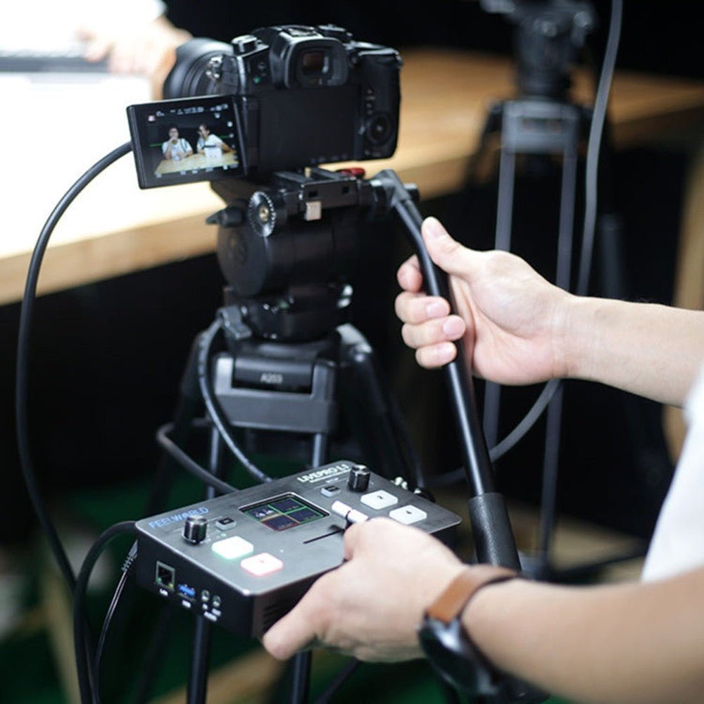 FEELWORLD LIVEPRO L1 Multi - camera Media Live Broadcast 4 - Channel Live Production Switcher with 2.0 inch TFT Screen - laboratorydeal