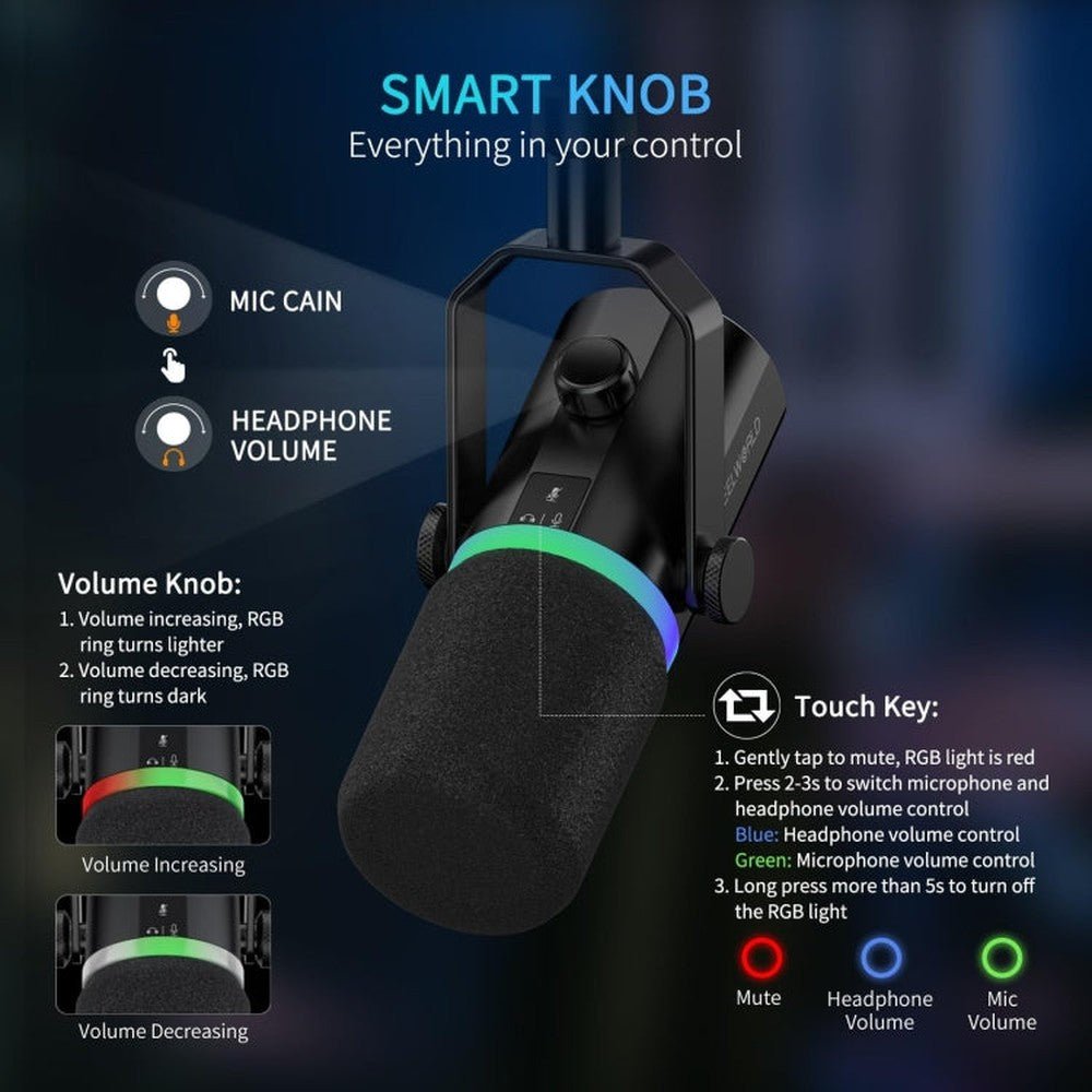 FEELWORLD PM1 - XS XLR/USB Dynamic Microphone for Podcasting Recording Gaming Live Streaming, PM1 - XS - laboratorydeal