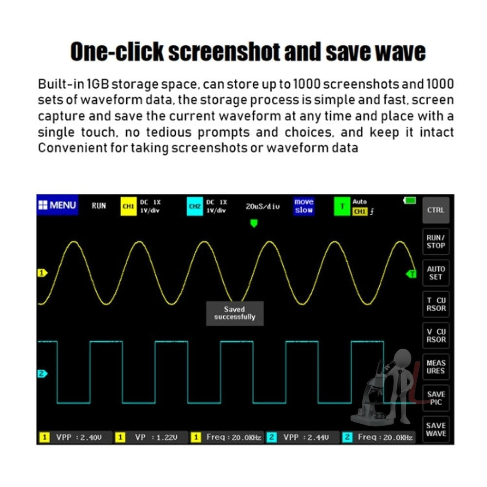 FNIRSI 1013D 1GS Sampling Dual Channel 100M Bandwidth Digital Oscilloscope, US Plug, 1013D