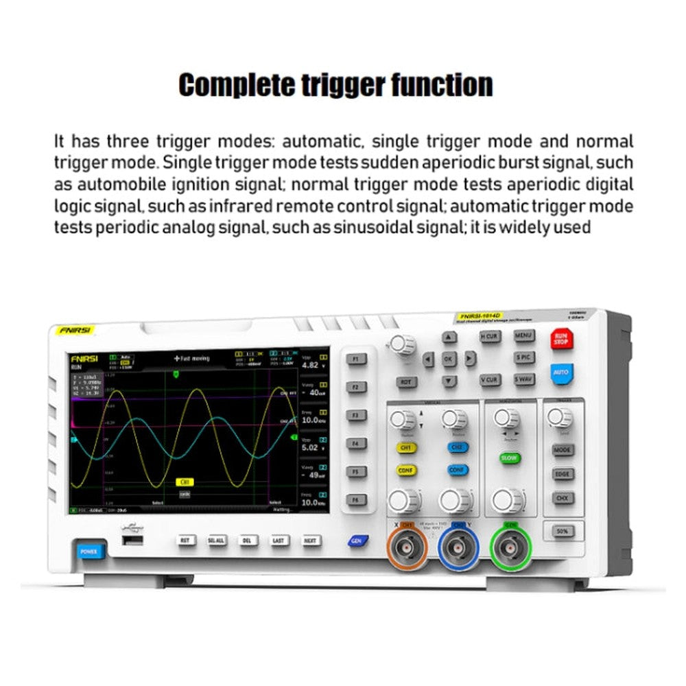FNIRSI 2 in 1 Dual-channel 100M Bandwidth Digital Oscilloscope 1GS Sampling Signal Generator, US Plug, 1014D, 1014D +P4100 Probe