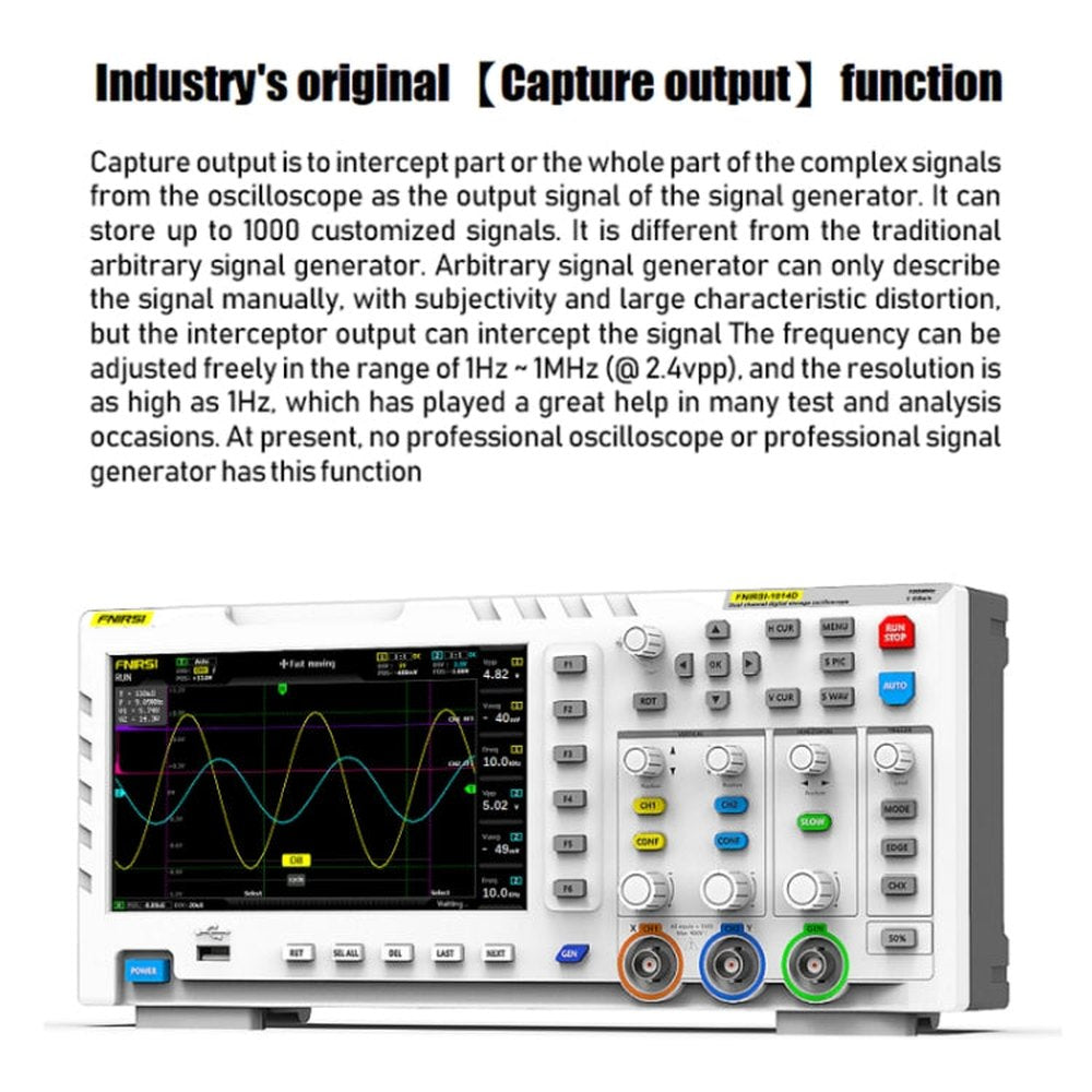 FNIRSI 2 in 1 Dual-channel 100M Bandwidth Digital Oscilloscope 1GS Sampling Signal Generator, US Plug, 1014D, 1014D +P4100 Probe