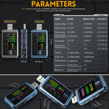 FNIRSI FNB48P USB Mobile Phone DC Power Charger Detector, Color:, Bluetooth Blue, Without Bluetooth Black