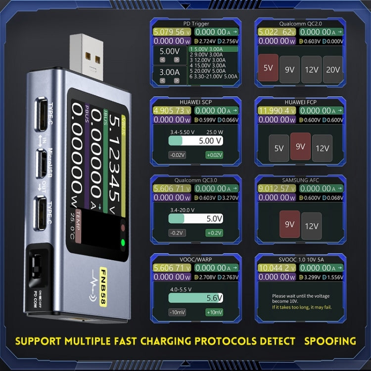 FNIRSI FNB58 USB Voltage Ammeter TYPE-C Fast Charge Power Tester