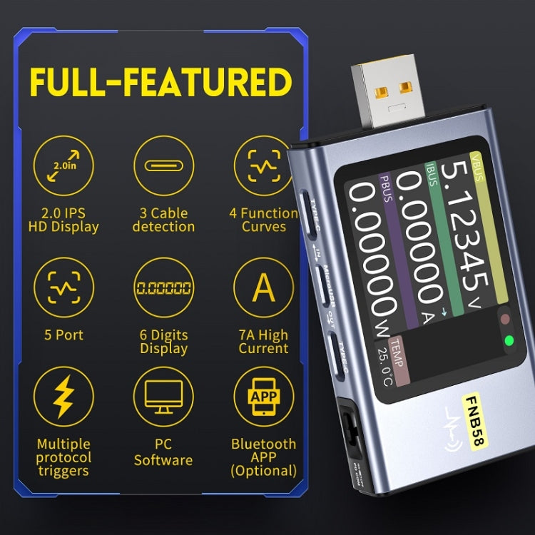 FNIRSI FNB58 USB Voltage Ammeter TYPE-C Fast Charge Power Tester