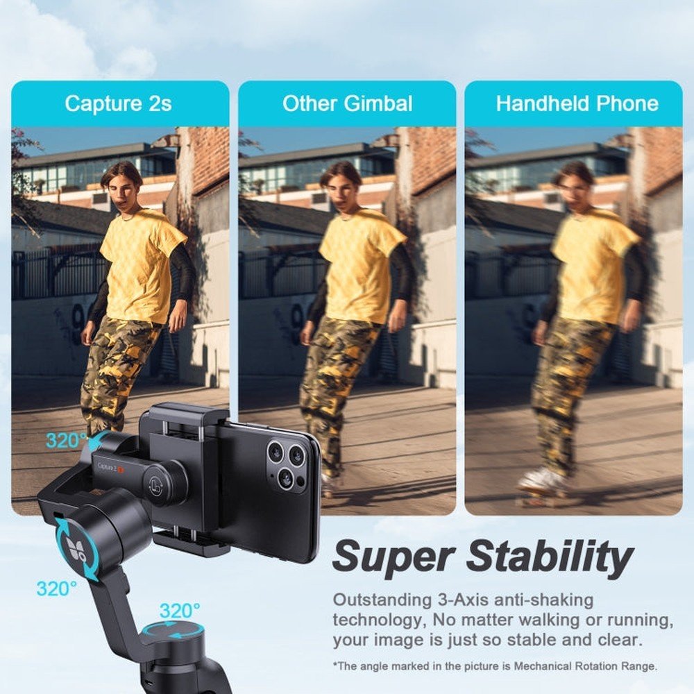FUNSNAP Capture 2s Smart 3 - Axis Handheld Gimbal Phone Live Stabilizer, Capture 2s Basic, Capture 2s Combo - laboratorydeal