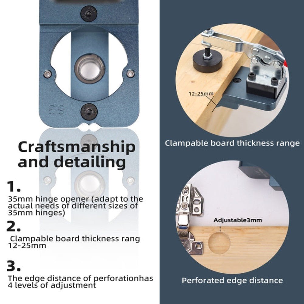 Fonson 35MM Hole Spacing Woodworking Cabinet Door Hinge Hole Opener - laboratorydeal