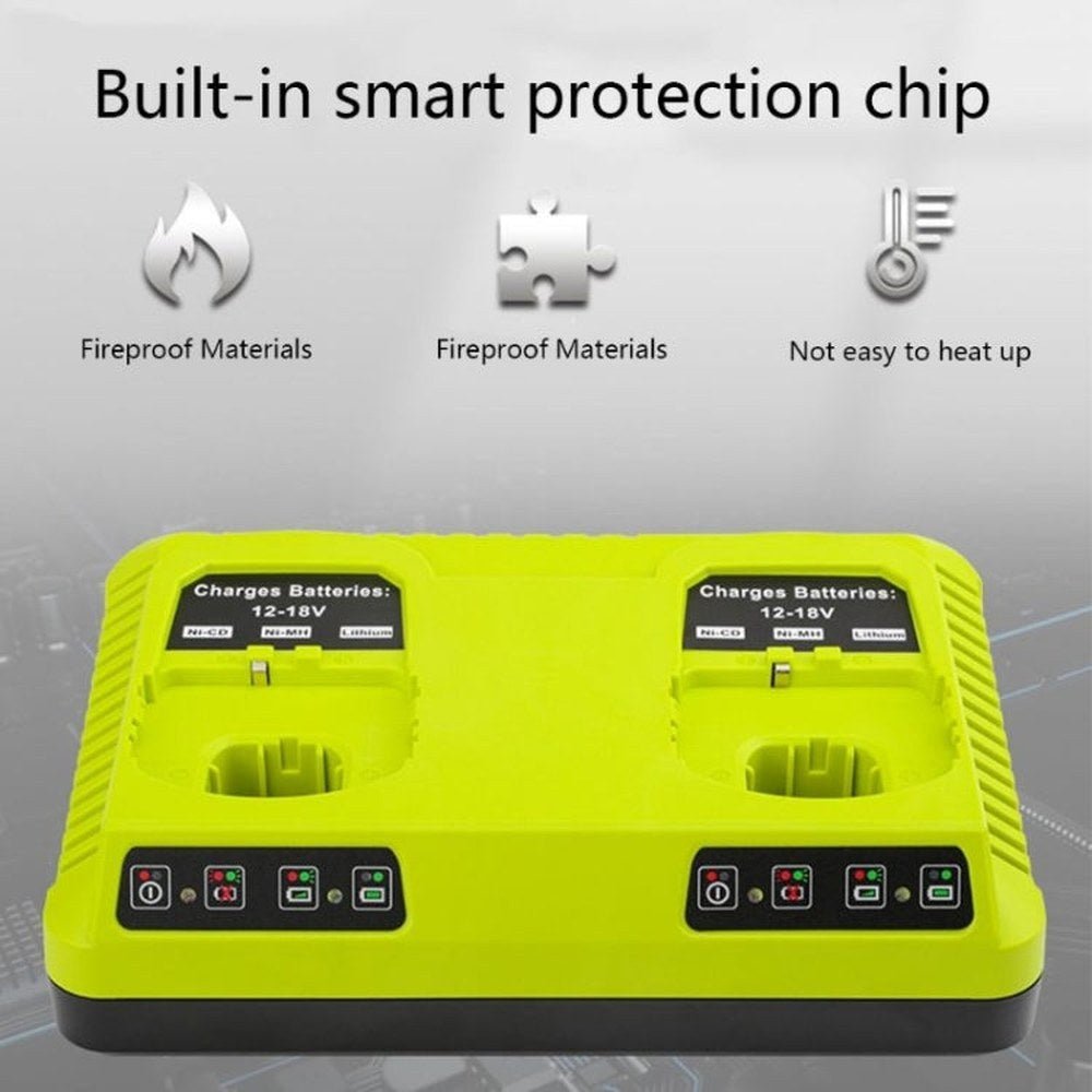 For RYOBI P108 / P117 12 - 18V Lithium Nickel Battery Dual Port Charger, EU, US, UK, AU - laboratorydeal