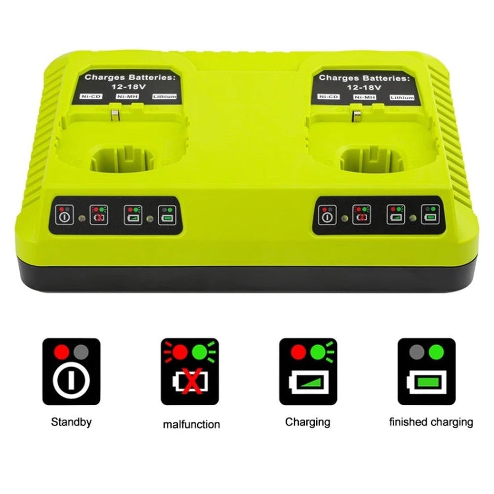 For RYOBI P108 / P117 12 - 18V Lithium Nickel Battery Dual Port Charger, EU, US, UK, AU - laboratorydeal