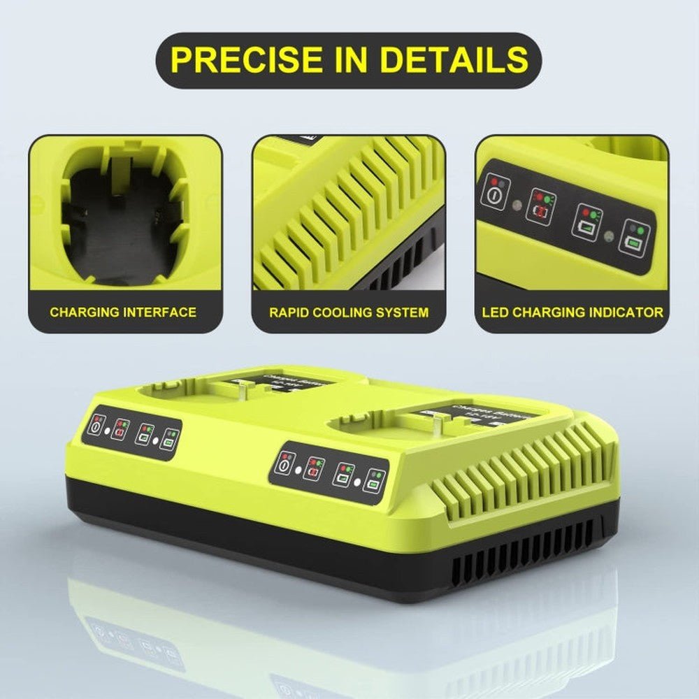 For RYOBI P108 / P117 12 - 18V Lithium Nickel Battery Dual Port Charger, EU, US, UK, AU - laboratorydeal