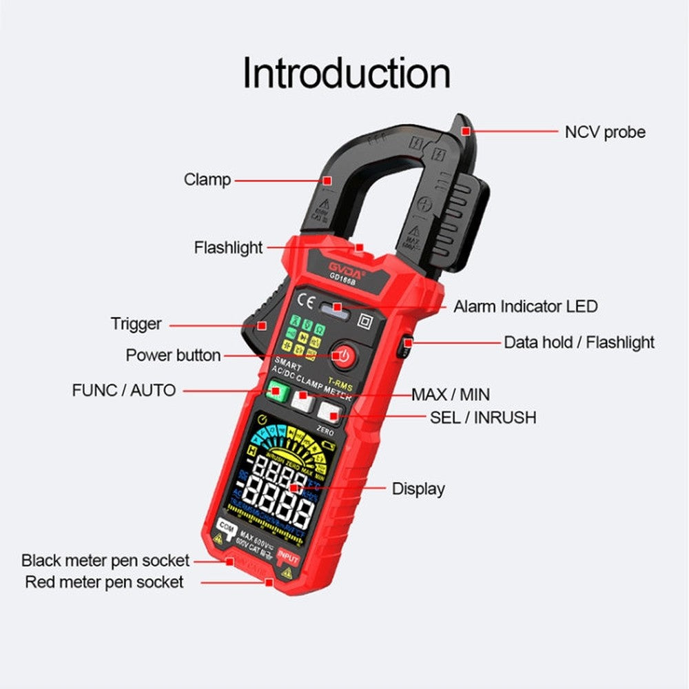 GVDA GD166B Digital Clamp Multimeter Supports DC, GD166B