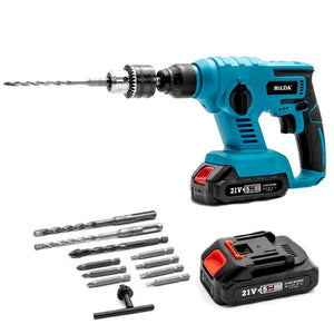 HILDA 12pcs /Set Li - Ion Power Hammer Electrical Impact Drill, 1 Battery+1 Charger EU Plug, 2 Battery+1 Charger EU Plug, 1 Battery+1 Charger US Plug, 2 Battery+1 Charger US Plug - laboratorydeal