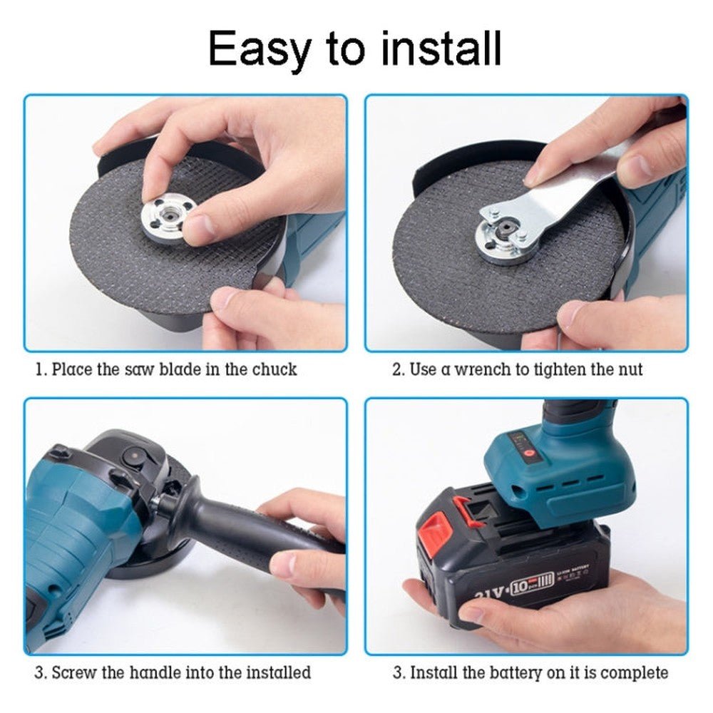 HILDA 21V Brushless Angle Grinder Lithium Cutting Machine, 1 Battery+1 Charger US Plug, 2 Battery+1 Charger US Plug, 1 Battery+1 Charger EU Plug, 2 Battery +1 Charger EU Plug - laboratorydeal