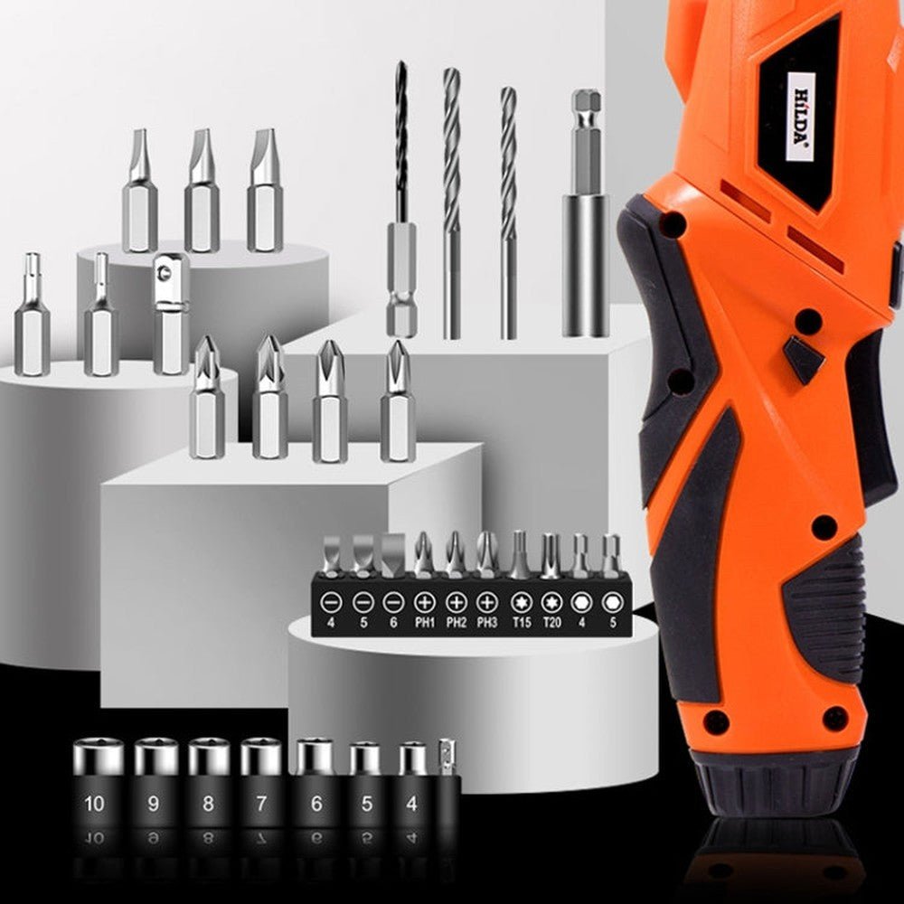 HILDA 47pcs /Set Multi - Function Li - Ion Screwdriver Mini Screwdriver, 47pcs /Set Black, 47pcs /Set White, 47pcs /Set Orange - laboratorydeal