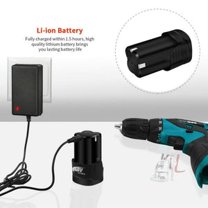HILDA Electric Drill Cordless Screwdriver Lithium Battery Mini Drill Cordless Screwdriver Power Tools, EU Plug, 16.8V with Carton Box, 12V with Carton Box, 12V with Plastic Box, 16.8V with Plastic Box - laboratorydeal