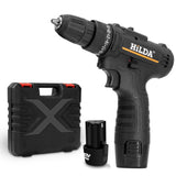 HILDA Home Power Drill 12V Li-Ion Drill With Charger And Battery, EU Plug, Carton Packing, Plastic Packing, Cloth Packing