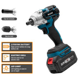 HILDA Motorized Wrenches Lithium Repair Parts With 22mm Socket, EU Plug, Blue With 1 Battery+1 Charger(1500mAh), Blue With 2 Battery+1 Charger(1500mAh), Blue With 1 Battery+1 Charger(3000mAh), Blue With 2 Battery+1 Charger(3000mAh)���������������������...