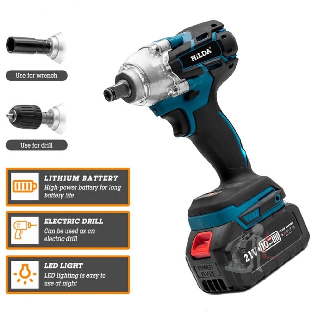 HILDA Motorized Wrenches Lithium Repair Parts With 22mm Socket, US Plug, Blue With 1 Battery+1 Charger(1500mAh), Blue With 2 Battery+1 Charger(1500mAh), Blue With 1 Battery+1 Charger(3000mAh), Blue With 2 Battery+1 Charger(3000mAh)���������������������... - laboratorydeal