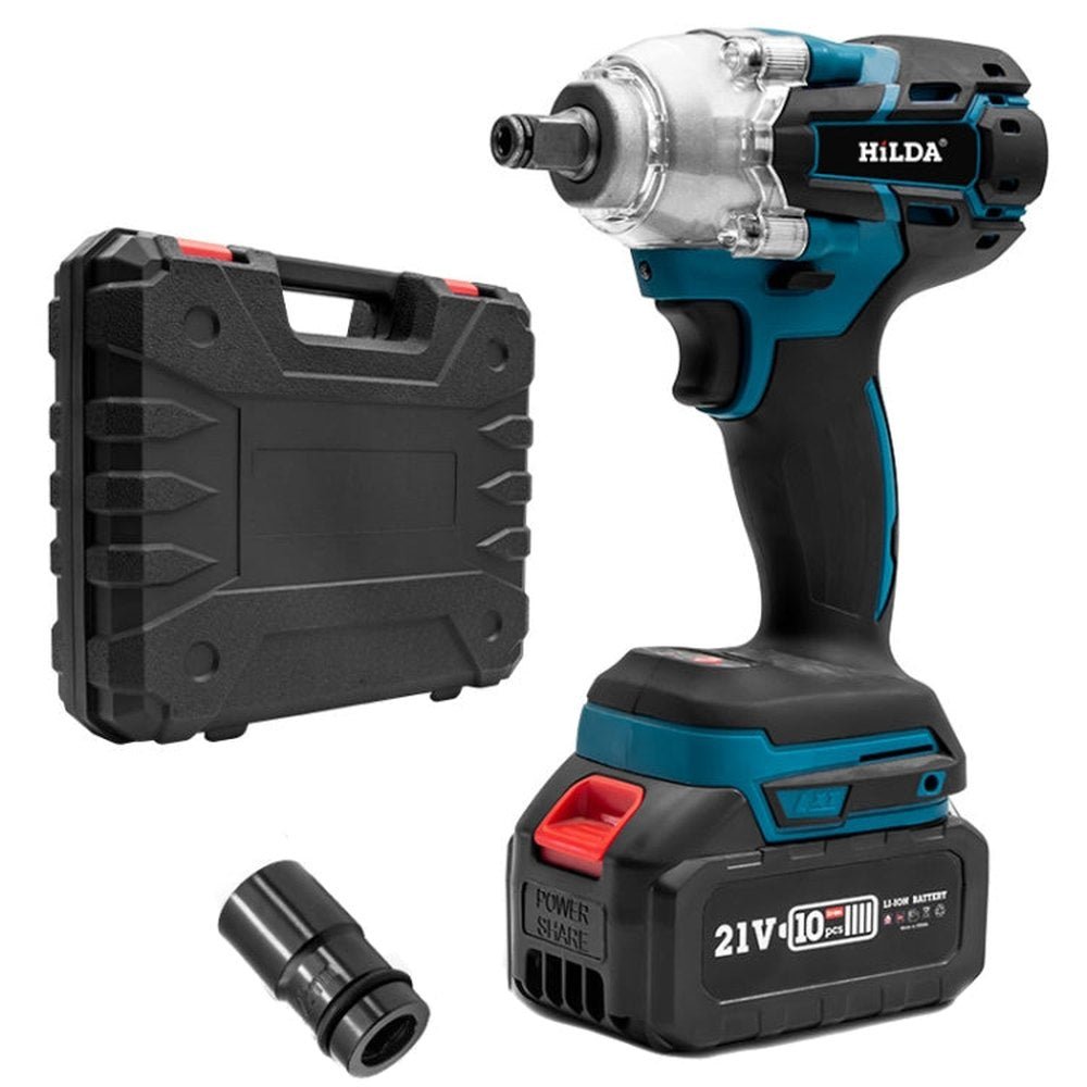 HILDA Motorized Wrenches Lithium Repair Parts With 22mm Socket, EU Plug, Blue With 1 Battery+1 Charger(1500mAh), Blue With 2 Battery+1 Charger(1500mAh), Blue With 1 Battery+1 Charger(3000mAh), Blue With 2 Battery+1 Charger(3000mAh)���������������������... - laboratorydeal