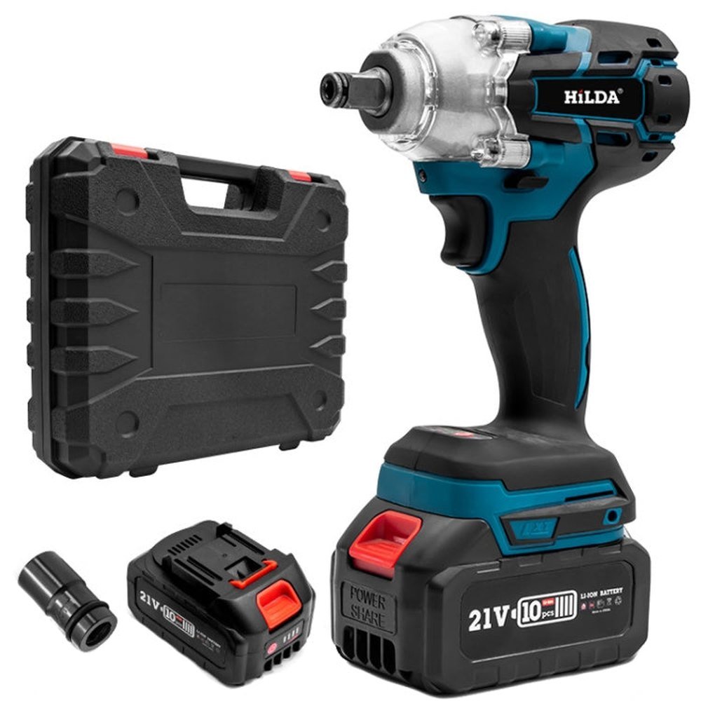 HILDA Motorized Wrenches Lithium Repair Parts With 22mm Socket, EU Plug, Blue With 1 Battery+1 Charger(1500mAh), Blue With 2 Battery+1 Charger(1500mAh), Blue With 1 Battery+1 Charger(3000mAh), Blue With 2 Battery+1 Charger(3000mAh)���������������������... - laboratorydeal