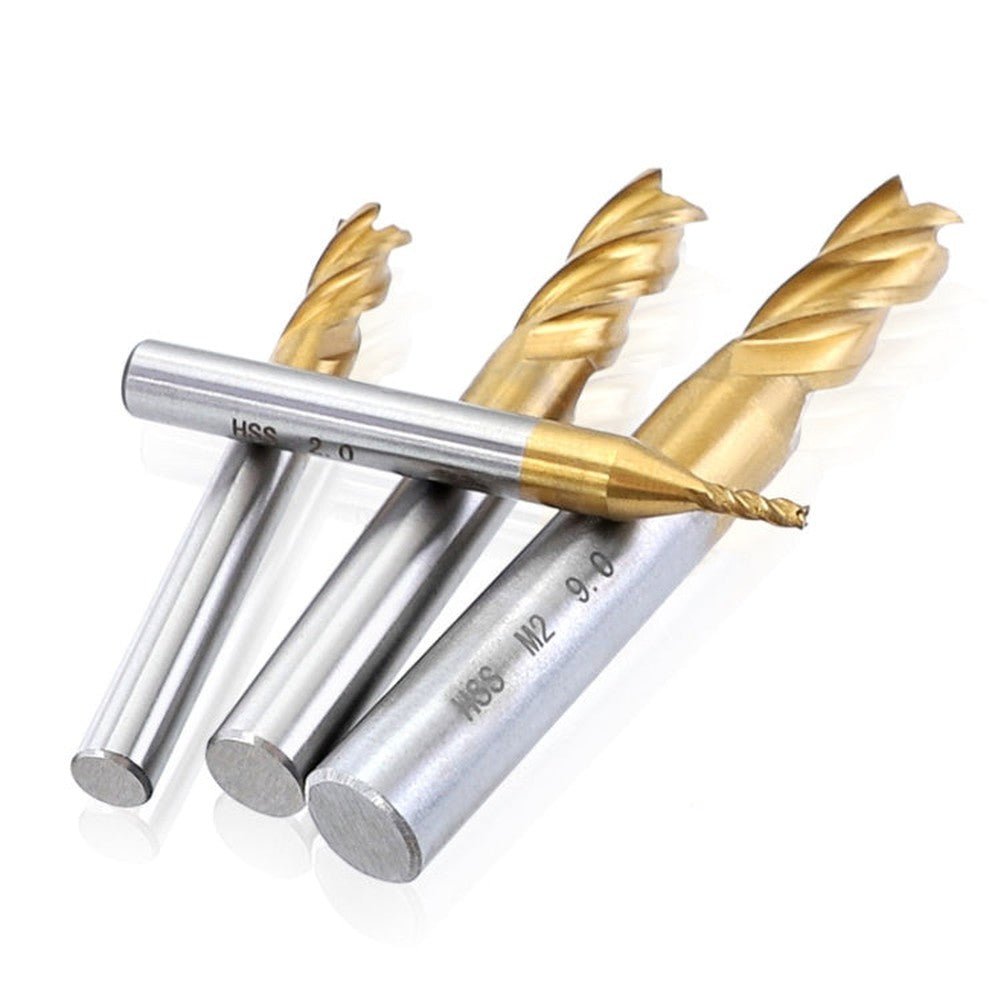 High - Speed Steel And Aluminum End Face Milling Cutter With Straight Shank Titanium - Plated Milling Cutter, 7 PCS/Set, 10 PCS/Set, 11 PCS/Set - laboratorydeal