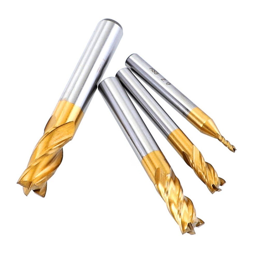 High - Speed Steel And Aluminum End Face Milling Cutter With Straight Shank Titanium - Plated Milling Cutter, 7 PCS/Set, 10 PCS/Set, 11 PCS/Set - laboratorydeal